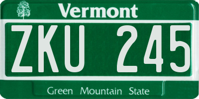 VT license plate ZKU245