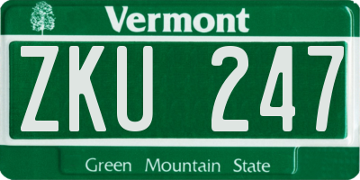 VT license plate ZKU247
