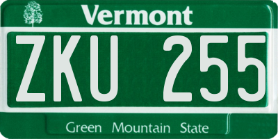 VT license plate ZKU255