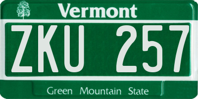 VT license plate ZKU257