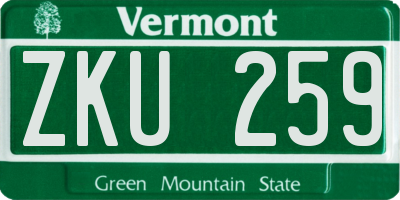 VT license plate ZKU259