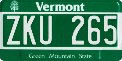 VT license plate ZKU265