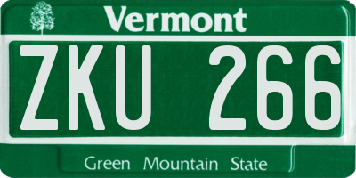 VT license plate ZKU266