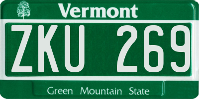 VT license plate ZKU269