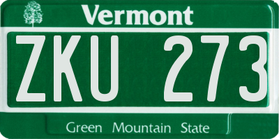 VT license plate ZKU273