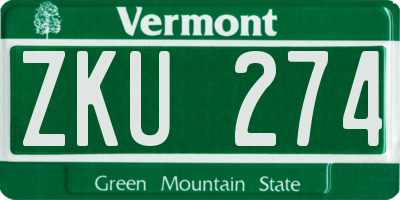 VT license plate ZKU274