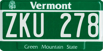 VT license plate ZKU278