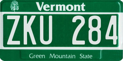 VT license plate ZKU284