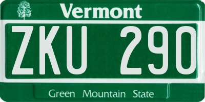 VT license plate ZKU290