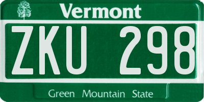 VT license plate ZKU298
