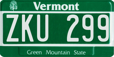 VT license plate ZKU299