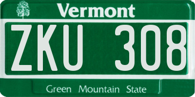 VT license plate ZKU308