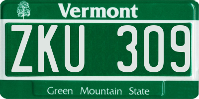 VT license plate ZKU309