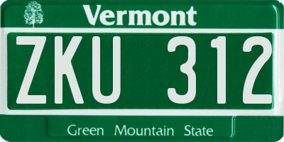 VT license plate ZKU312