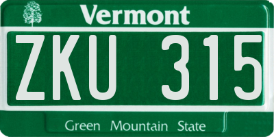VT license plate ZKU315