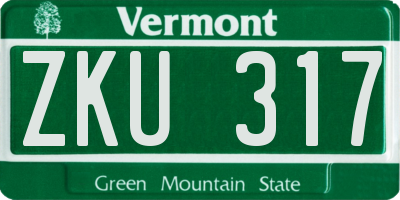 VT license plate ZKU317