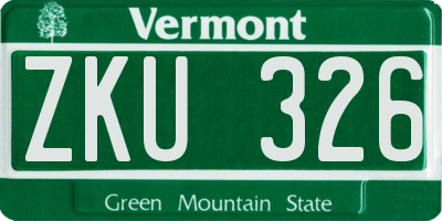 VT license plate ZKU326