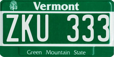 VT license plate ZKU333