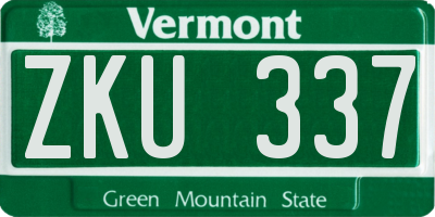 VT license plate ZKU337