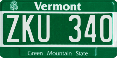 VT license plate ZKU340