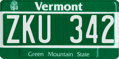 VT license plate ZKU342