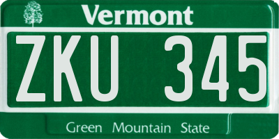 VT license plate ZKU345
