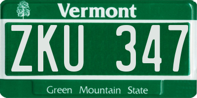 VT license plate ZKU347