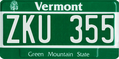 VT license plate ZKU355