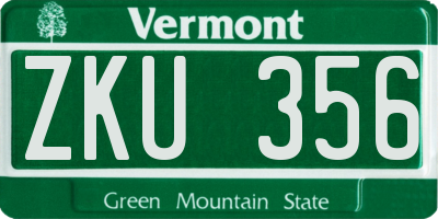 VT license plate ZKU356