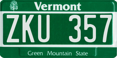 VT license plate ZKU357