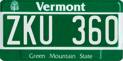 VT license plate ZKU360
