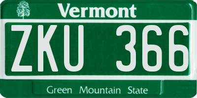 VT license plate ZKU366