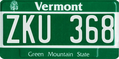 VT license plate ZKU368