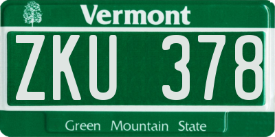 VT license plate ZKU378
