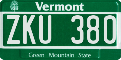 VT license plate ZKU380