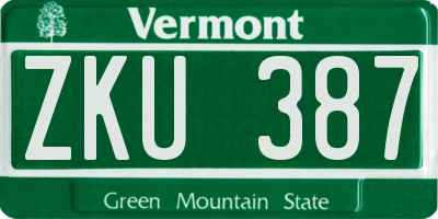 VT license plate ZKU387