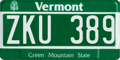 VT license plate ZKU389