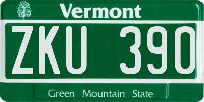VT license plate ZKU390