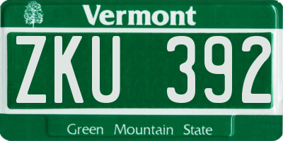 VT license plate ZKU392