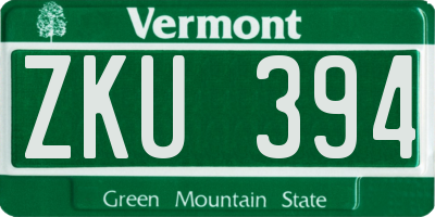 VT license plate ZKU394