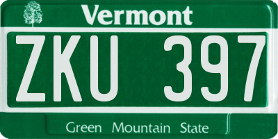VT license plate ZKU397