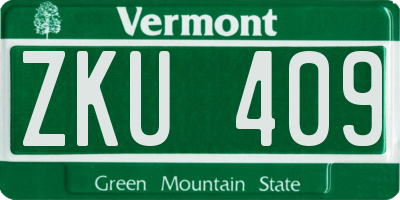 VT license plate ZKU409