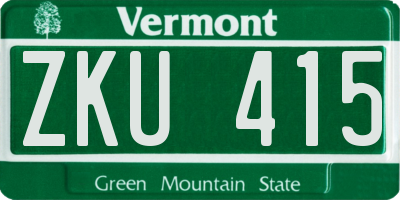 VT license plate ZKU415