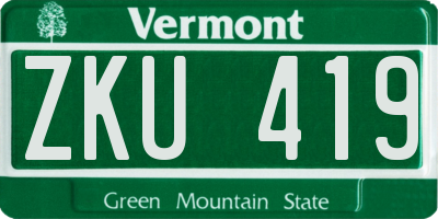 VT license plate ZKU419