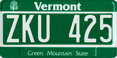 VT license plate ZKU425