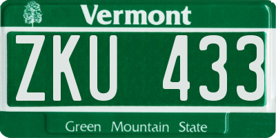 VT license plate ZKU433