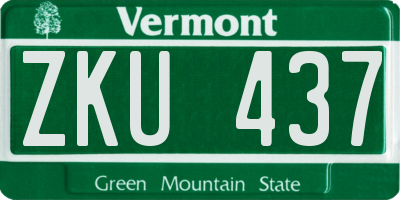 VT license plate ZKU437