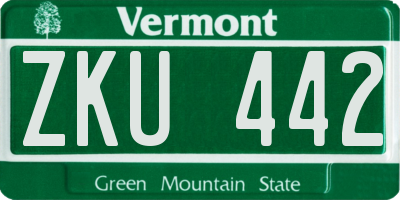 VT license plate ZKU442