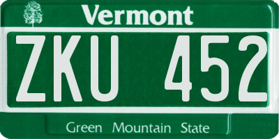 VT license plate ZKU452