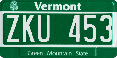 VT license plate ZKU453